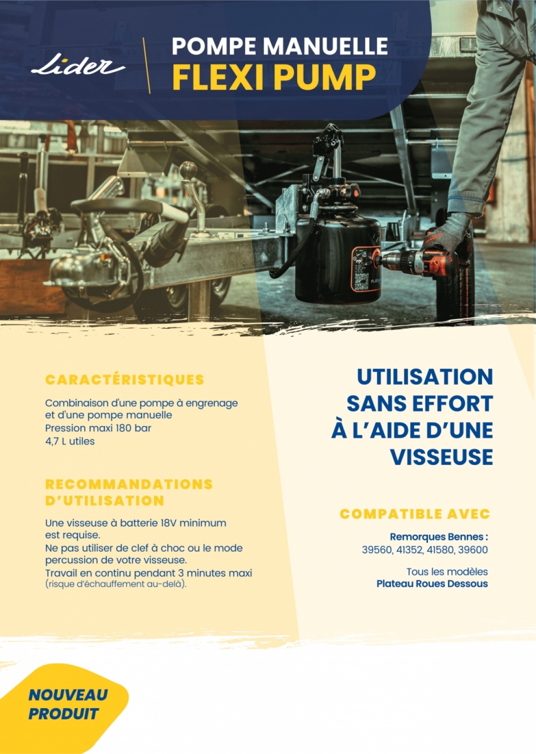 Pompe manuelle utilisable sans effort avec une visseuse